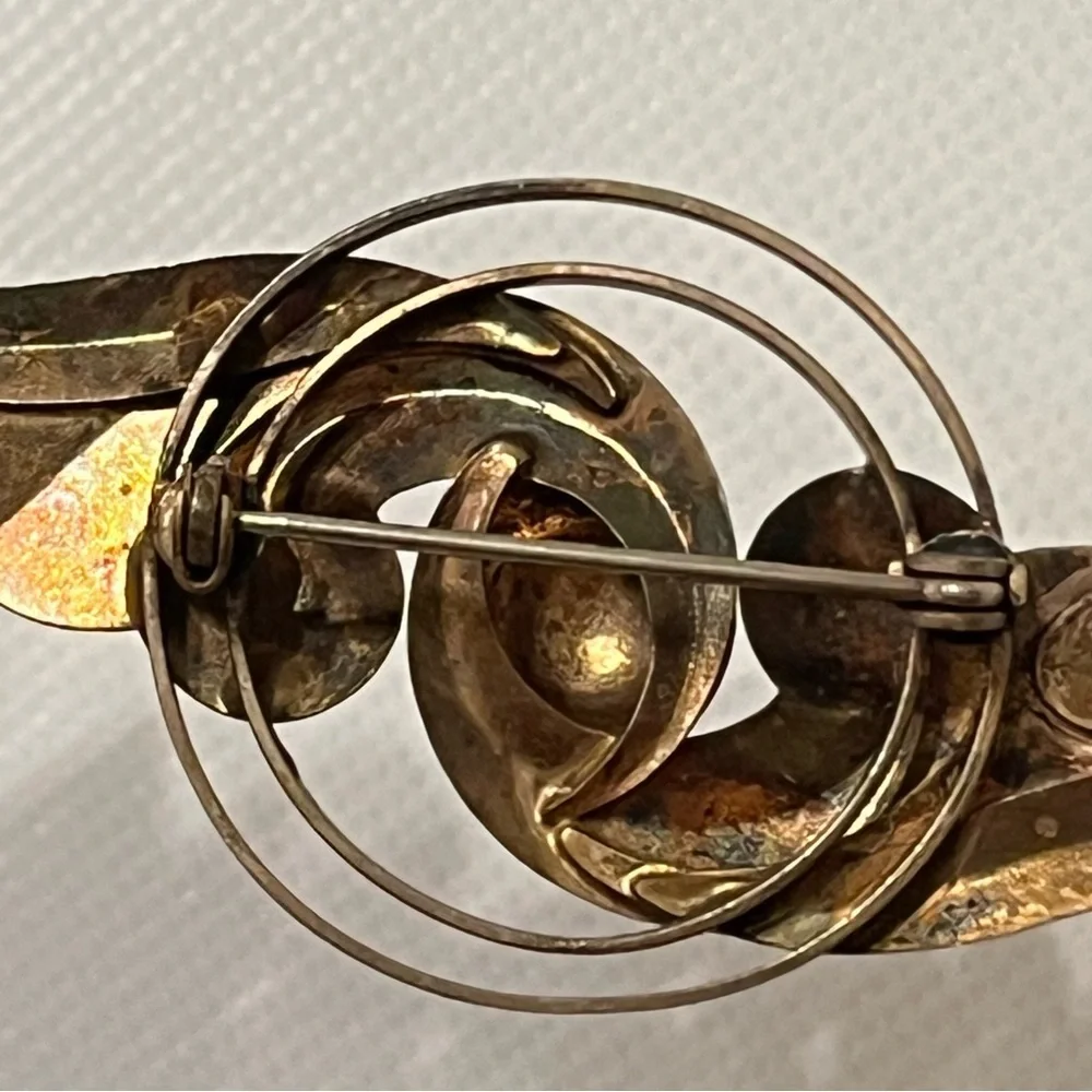 Vintage Sterling Silver Art Deco Modernist Brooch Art Nouveau